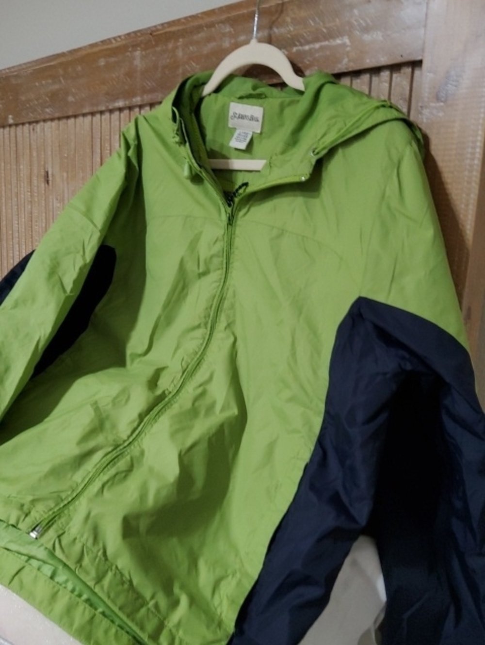 St. John's Bay Lime Green Hooded Windbreaker Jacket